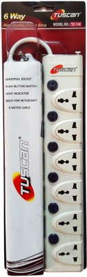 

Tuscan Extension Cord - 5 Meter Cable 6 Socket Surge Protector(White)