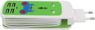 

Speed Home And Travel Charger 4 Usb 1 Universal Socket 5 Socket Surge Protector(Green, White)