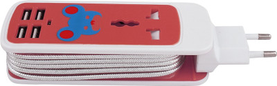 

Speed Home And Travel Charger 4 Usb 1 Universal Socket 5 Socket Surge Protector(Red, White)
