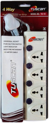 

Tuscan Extension Board - 1.5 Meter Cable 4 Socket Surge Protector(White)