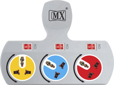 

MX 3 Socket Universal Multi Plug 5 AMP- 3477A 3 Socket Surge Protector(Multicolor)