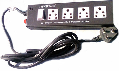 

Powerpack 1+4 6 Amp 3 Socket Surge Protector(Black)