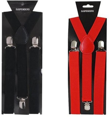 

atyourdoor Y- Back Suspenders for Men(Red, Black)