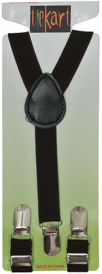 

Tiekart Y- Back Suspenders for Men(Black)