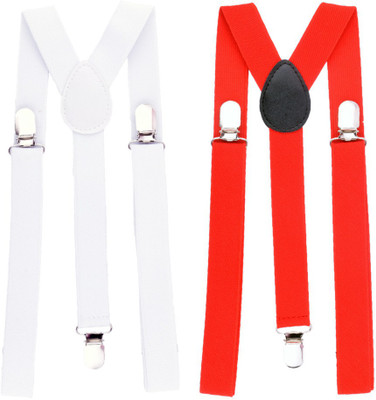 

Modishera Y- Back Suspenders for Men(White, Red)