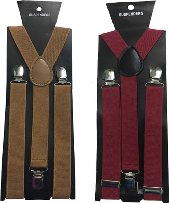 

atyourdoor Y- Back Suspenders for Men(Brown, Maroon)