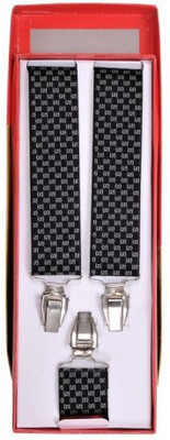 

Tiekart Y- Back Suspenders for Men(Black)