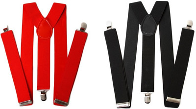 

A&S Y- Back Suspenders for Men(Red, Black)