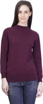 

Kalt Solid Turtle Neck Casual Women Maroon Sweater, Bordeaux