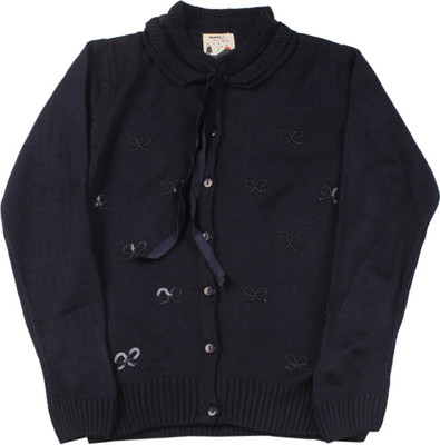 

Nauti Nati Self Design Round Neck Casual Boys Blue sweater, Navy blue