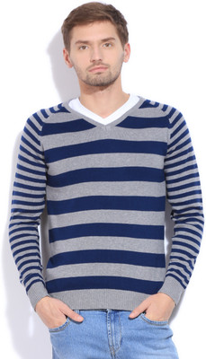 

Sports 52 Wear Striped Casual Men Blue, Grey Sweater, L.mel-