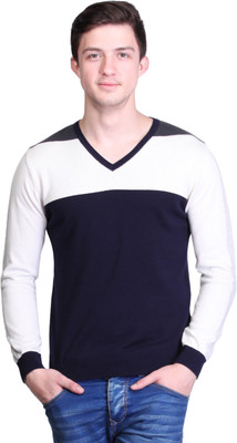 

Kalt Self Design V-neck Casual Men Multicolor Sweater, Multicolor;navy