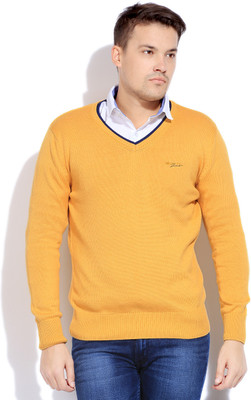 

Mufti Solid Casual Men Yellow Sweater