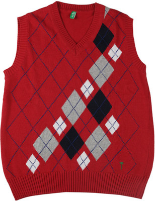 

Palm Tree Self Design V-neck Casual Boys Blue, Red sweater, 1320
