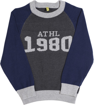 

Gini & Jony Printed Round Neck Casual Boys Grey, Blue sweater, 1241