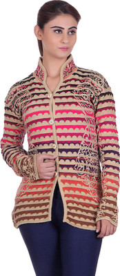 eWools Embellished V Neck Party Women Multicolor Sweater