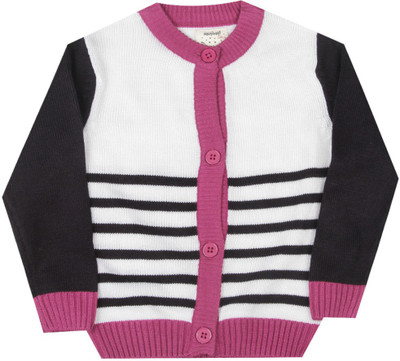 

Nauti Nati Striped Round Neck Casual Girls White sweater, Off white