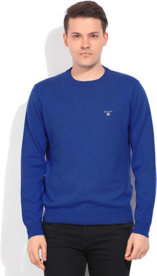 

Gant Solid Round Neck Casual Men Blue Sweater, 430