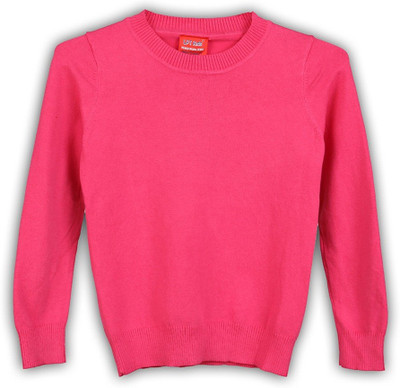 

Lilliput Solid Round Neck Girls Pink Sweater
