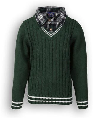 

Lilliput Self Design V-neck Casual Boys Multicolor Sweater, Green