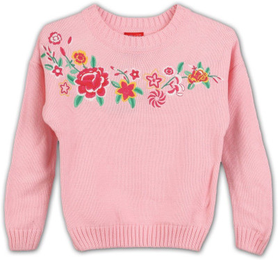 

Lilliput Embroidered Round Neck Girls Pink Sweater