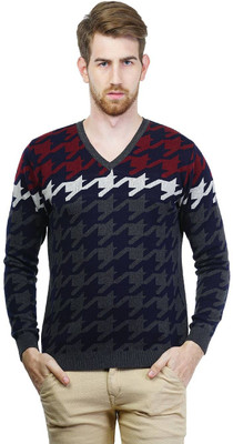 

Kalt Self Design V-neck Casual Men Multicolor Sweater