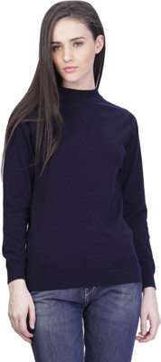 

Kalt Solid Turtle Neck Casual Women Blue Sweater, Navy