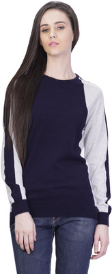 

Kalt Self Design Round Neck Casual Women Multicolor Sweater, Grey;navy