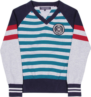 

Tommy Hilfiger Striped V-neck Casual Boys Grey, Blue, Red Sweater, Light grey heather