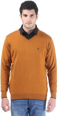 

Consul Solid V-neck Casual Men Brown Sweater, Mustard