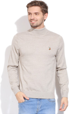 

U.S. Polo Assn Solid Turtle Neck Casual Men Beige Sweater, Ivory