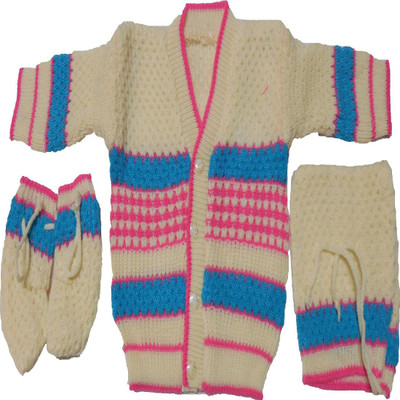 

Born Baby Kids Woven V-neck Casual Baby Boys & Baby Girls Reversible Multicolor Sweater