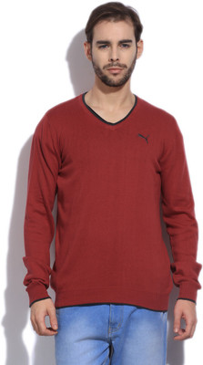 

Puma Solid V-neck Casual Men Red sweater, Scooter