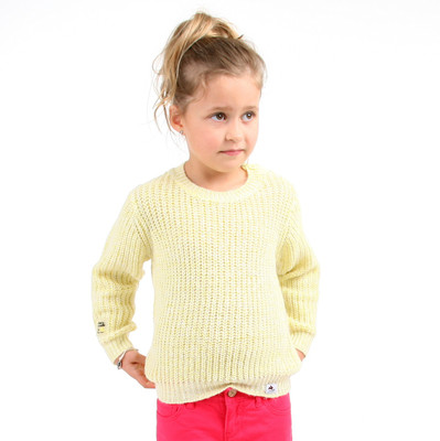 

Cherry Crumble California Solid Round Neck Casual Baby Girls Yellow Sweater