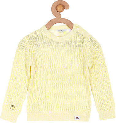 

Cherry Crumble California Solid Round Neck Casual Boys Yellow Sweater