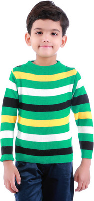 

Dee Venice Striped Round Neck Casual Girls Green Sweater