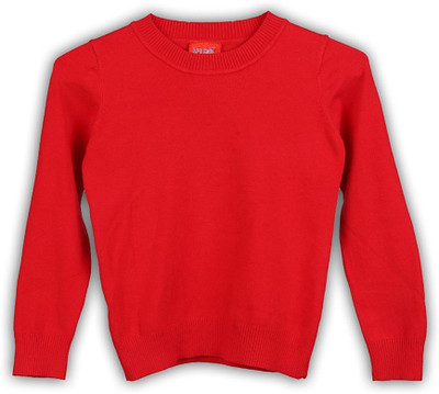

Lilliput Solid Round Neck Casual Girls Red Sweater
