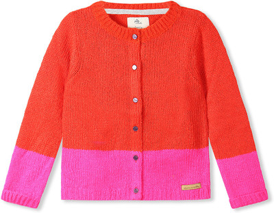 

Cherry Crumble California Solid Round Neck Casual Baby Girls Pink Sweater, Hot pink