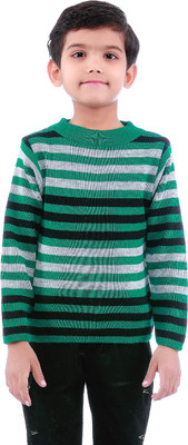 

Dee Venice Striped Round Neck Casual Baby Girls Green Sweater