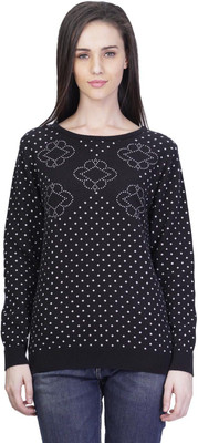 

Kalt Self Design Round Neck Casual Women Black Sweater