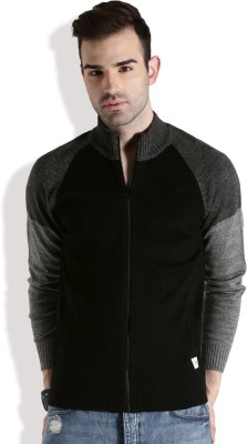 Roadster Self Design Turtle Neck Casual Men Black, Grey Sweater