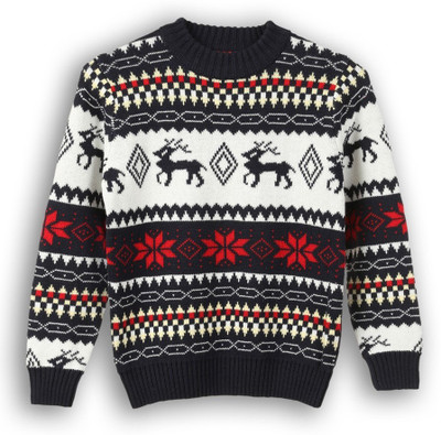 

Lilliput Self Design Round Neck Boys Blue Sweater