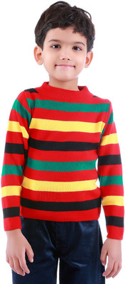 

Dee Venice Striped Round Neck Casual Girls Red Sweater