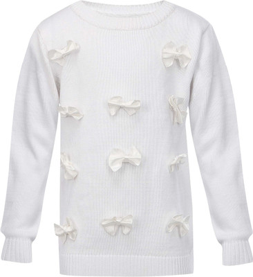 

Life by Shoppers Stop Solid Round Neck Casual Girls White Sweater
