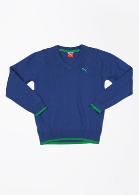 

Puma Kids Solid V-neck Casual Boys Blue Sweater