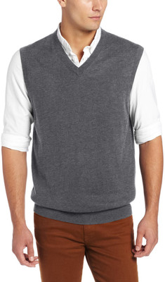 

Being Fab Solid V-neck Casual Men Grey Sweater, Dark grey