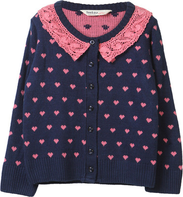 

Beebay Self Design Round Neck Casual Girls Dark Blue Sweater, Navy