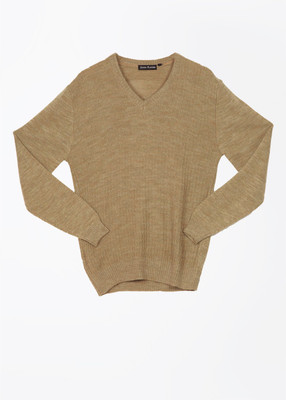 

John Players Self Design V-neck Casual Men Beige Sweater, 2b4