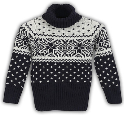 

Lilliput Self Design Turtle Neck Casual Boys Black Sweater