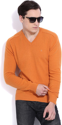 United Colors of Benetton Solid V-neck Men Yellow Sweater